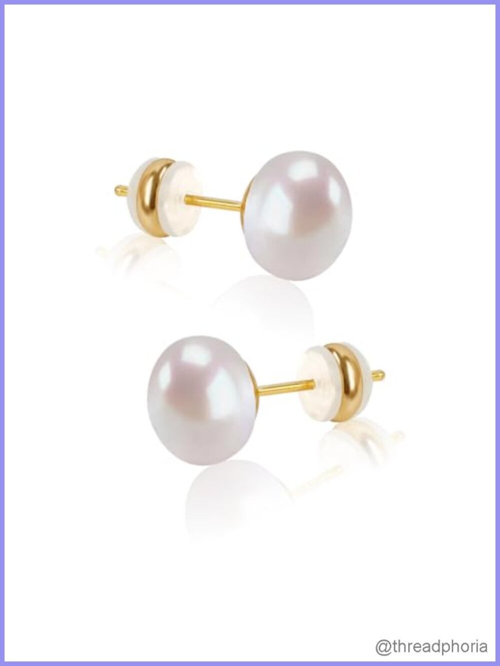 Freshwater Cultured Pearl Stud Earrings 18K Gold Plated Sterling Silver